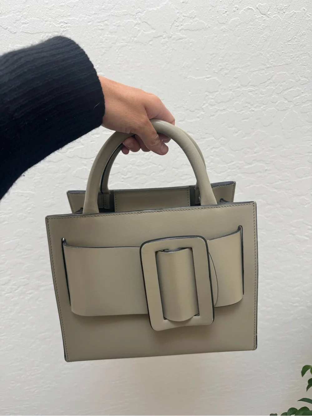Authentic BOYY Bobby 23 Buckle Handbag with Shoulder Strap in neutral sage green